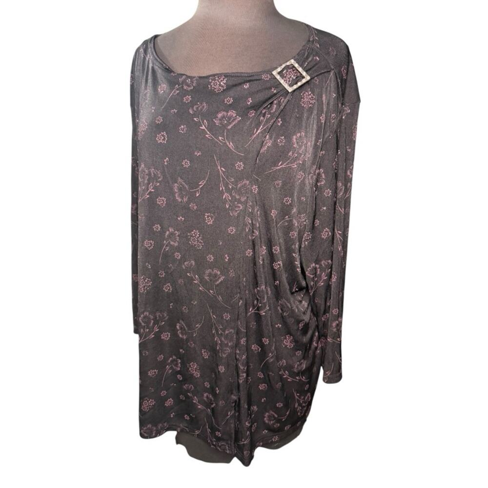 Y2K Fashion Bug Slinky Strretch Metallic Floral Whimsigoth Faiy Top Womens Sz XL